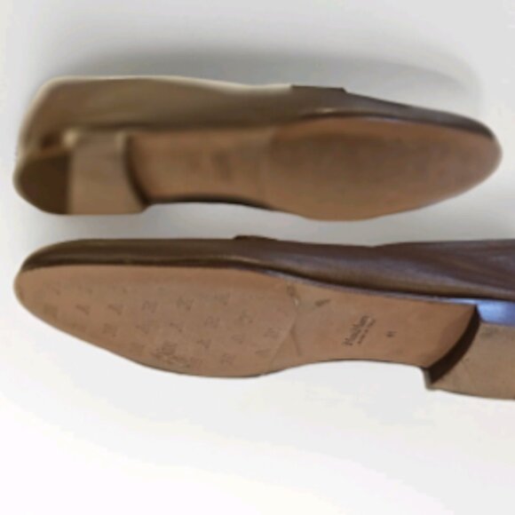 Max Mara Brown Leather Chain Detail Loafers Size 41 Made in Italy - Picture 5 of 6